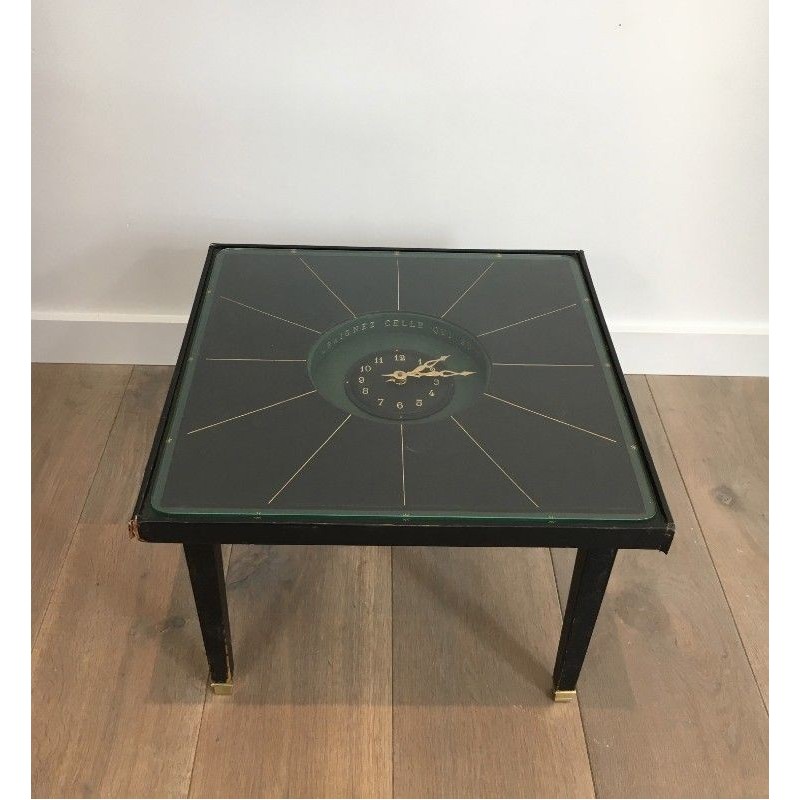 Pendulum Table Leather Brass Adnet 1950 | Maison BARROIS