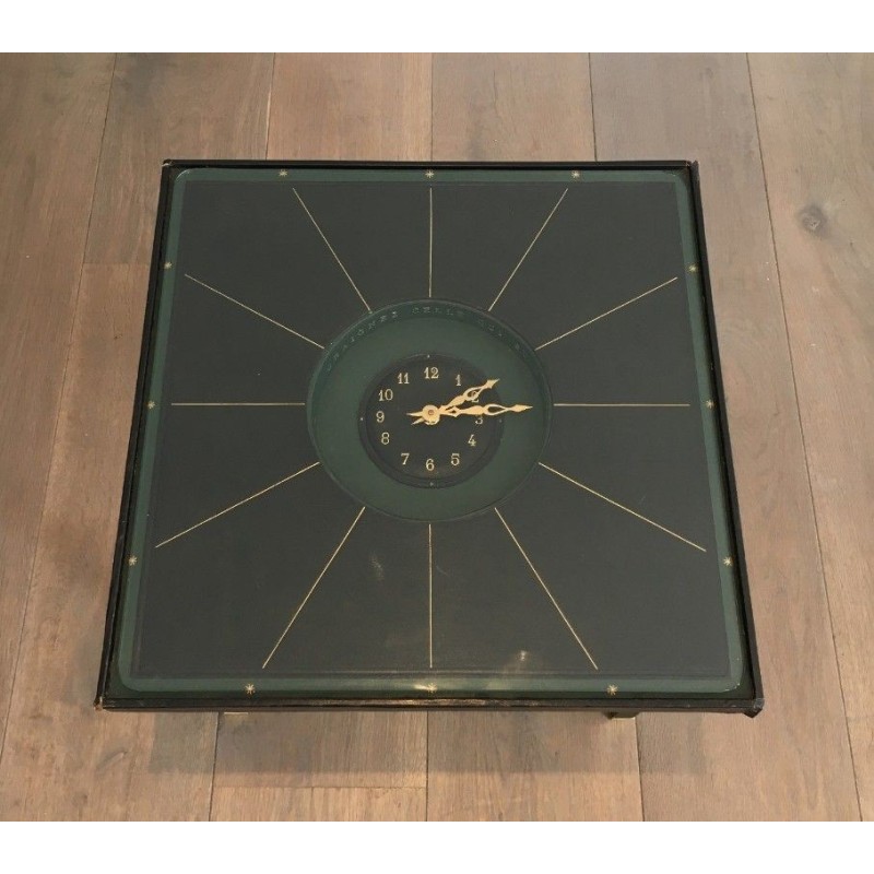 Pendulum Table Leather Brass Adnet 1950 | Maison BARROIS