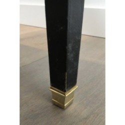 Table Pendule Cuir Laiton Adnet 1950 | Maison BARROIS