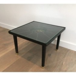Table Pendule Cuir Laiton Adnet 1950 | Maison BARROIS