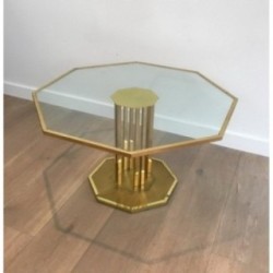 Table Basse Design en Laiton et Verre