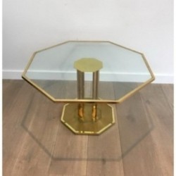 Table Basse Design en Laiton et Verre