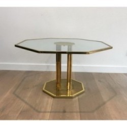 Table Basse Design en Laiton et Verre