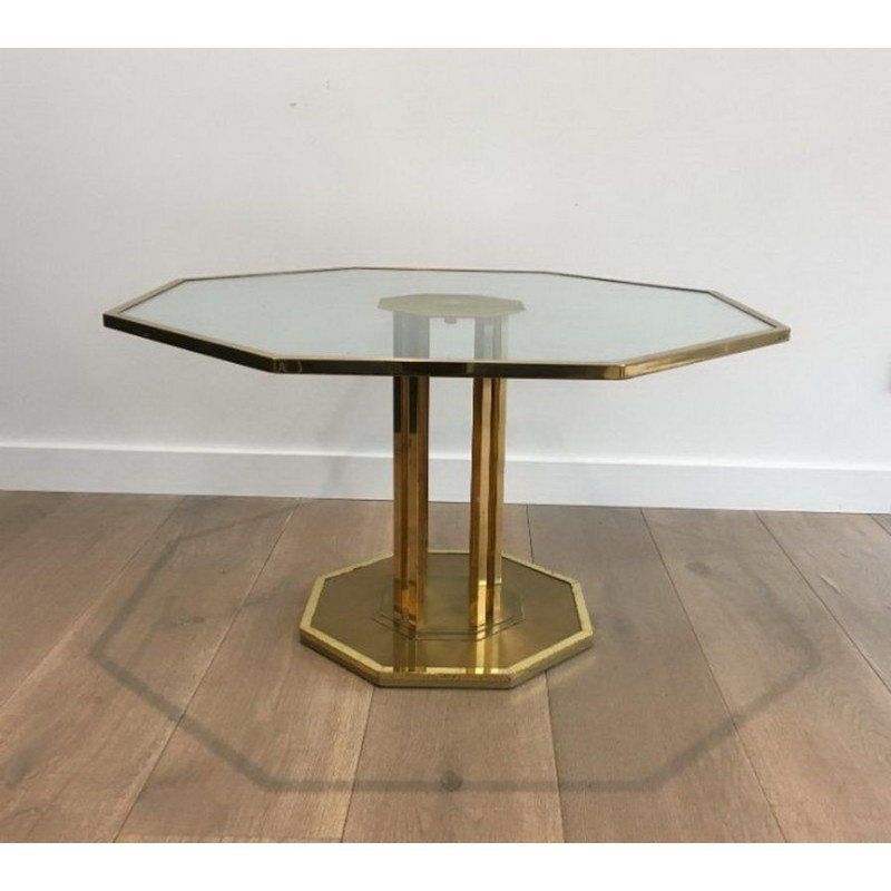 Table Basse Design en Laiton et Verre