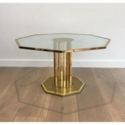 Table Basse Design en Laiton et Verre