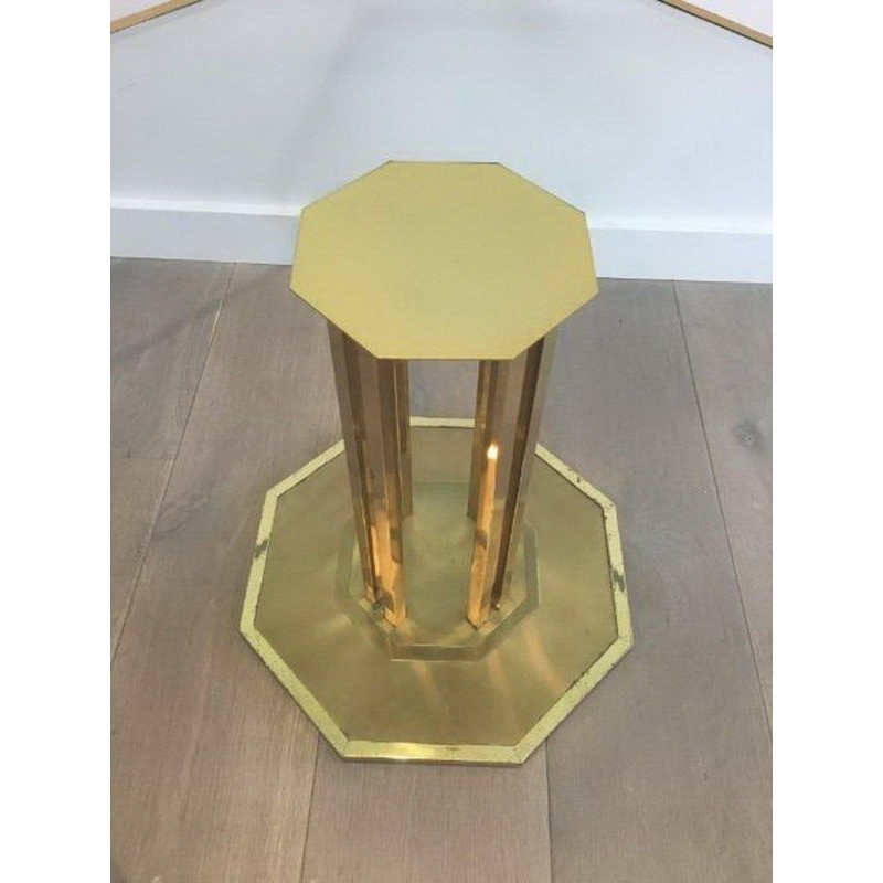 Table Basse Design en Laiton et Verre