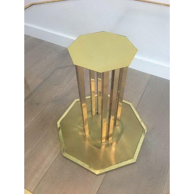 Table Basse Design en Laiton et Verre