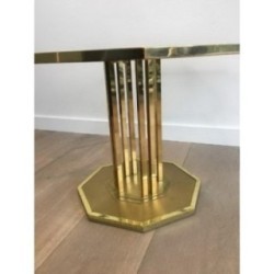 Table Basse Design en Laiton et Verre