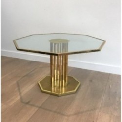 Table Basse Design en Laiton et Verre