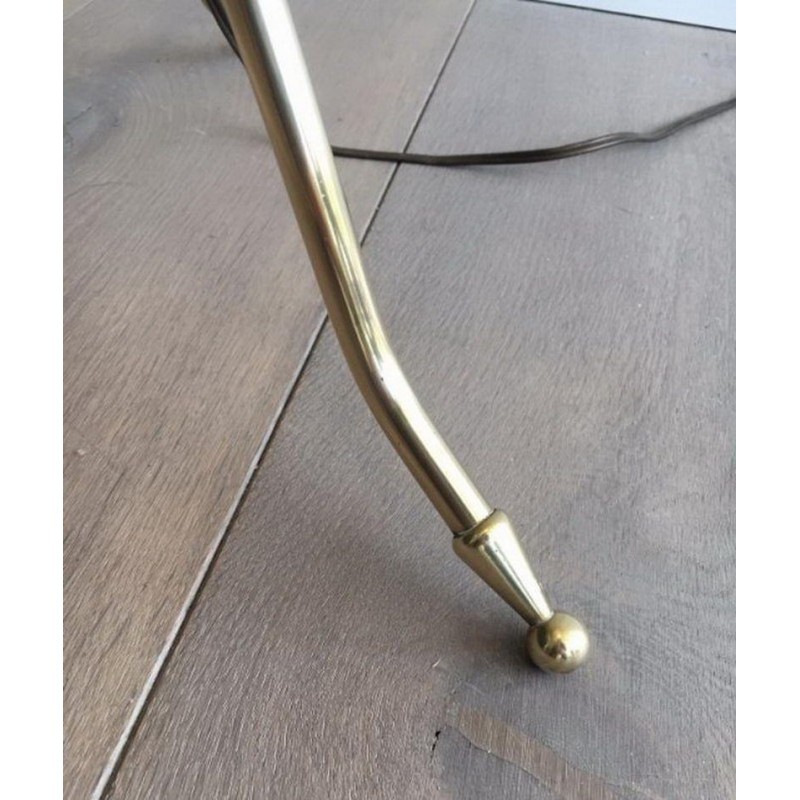 Lampadaire Laiton Abat-Jour Noir Doré 1940 | Maison BARROIS