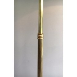 Lampadaire Laiton Abat-Jour Noir Doré 1940 | Maison BARROIS