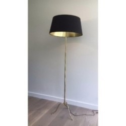 Lampadaire Laiton Abat-Jour Noir Doré 1940 | Maison BARROIS