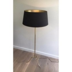 Lampadaire Laiton Abat-Jour Noir Doré 1940 | Maison BARROIS