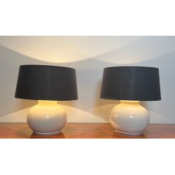 Paire de Lampes en Céramique Mid-Century, Travail Français, vers 1970
