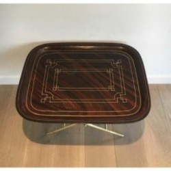 Belle Table Plateau en Laiton et Tole Peinte