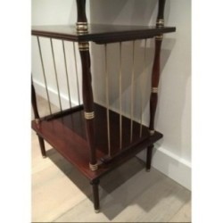 Petite Table en Acajou, Cuir et Laiton