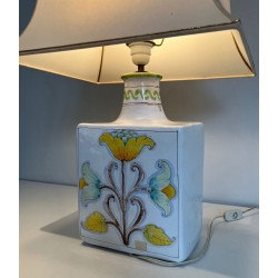 Lampe Faïence Décors Oiseaux et Fleurs, Travail Français, vers 1970