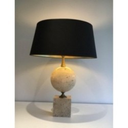 Grande Lampe en Travertin. Philippe Barbier
