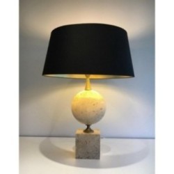 Grande Lampe en Travertin. Philippe Barbier