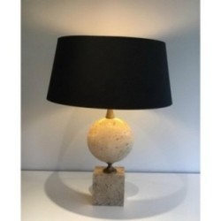 Grande Lampe en Travertin. Philippe Barbier