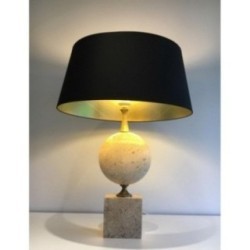 Grande Lampe en Travertin. Philippe Barbier