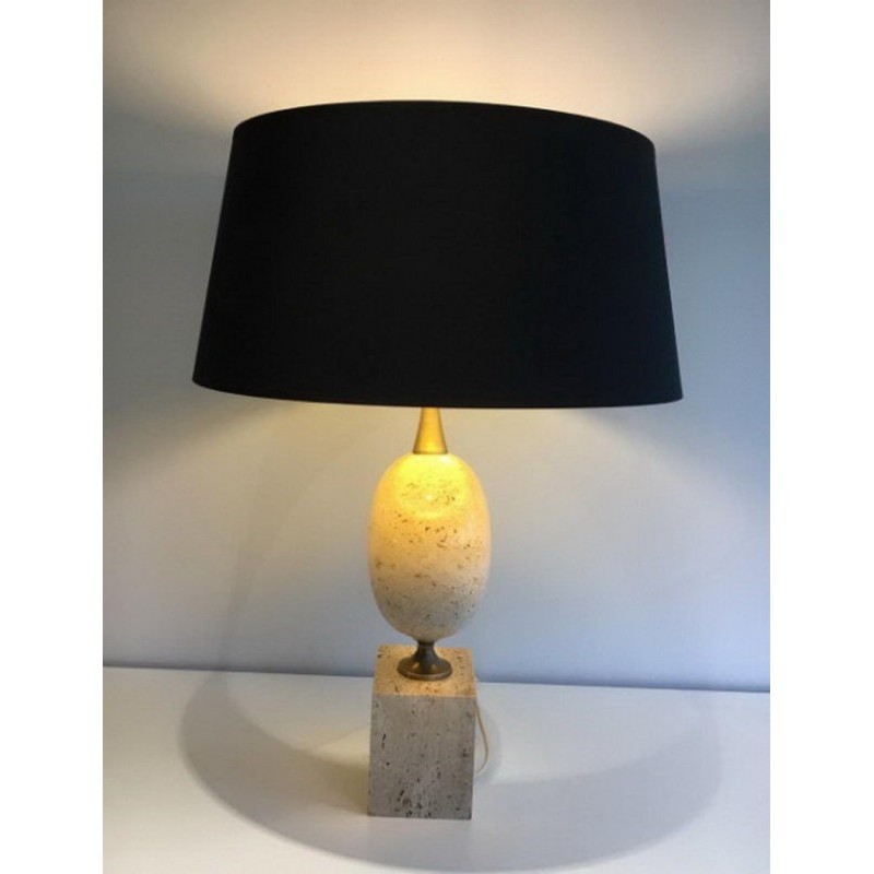 Grande Lampe en Travertin. Philippe Barbier