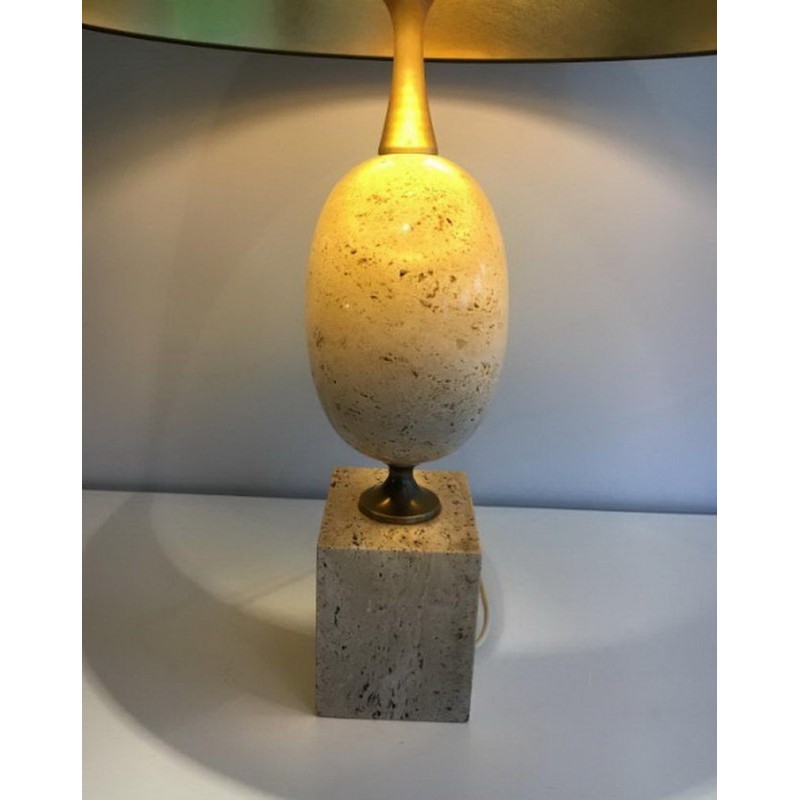 Grande Lampe en Travertin. Philippe Barbier