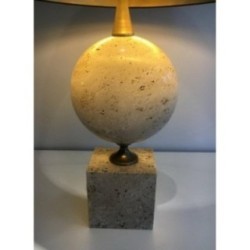 Grande Lampe en Travertin. Philippe Barbier