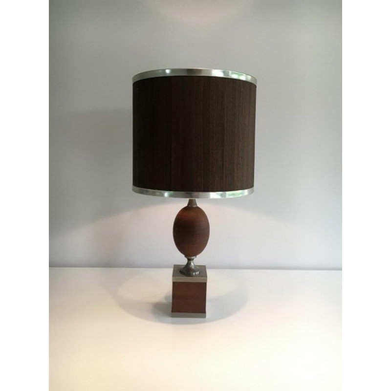 Lampe Oeuf en Bois et Acier Brossé