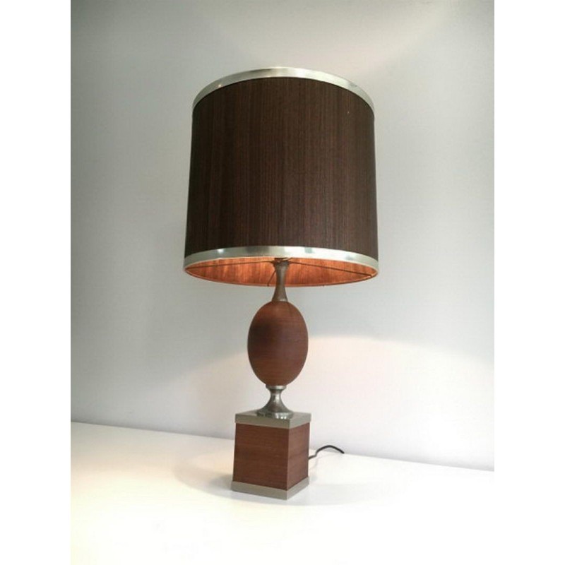 Lampe Oeuf en Bois et Acier Brossé