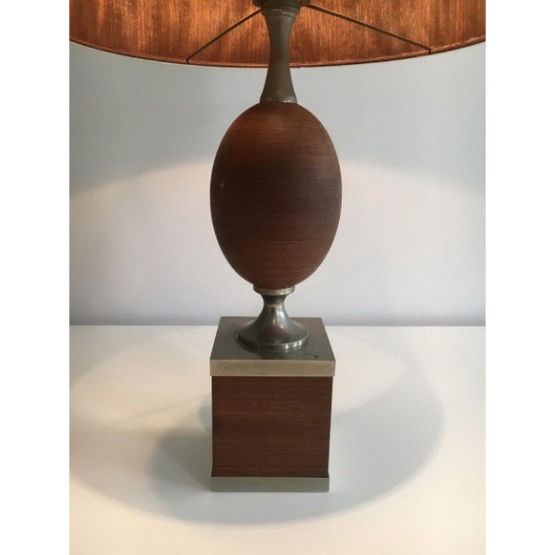 Lampe Oeuf en Bois et Acier Brossé