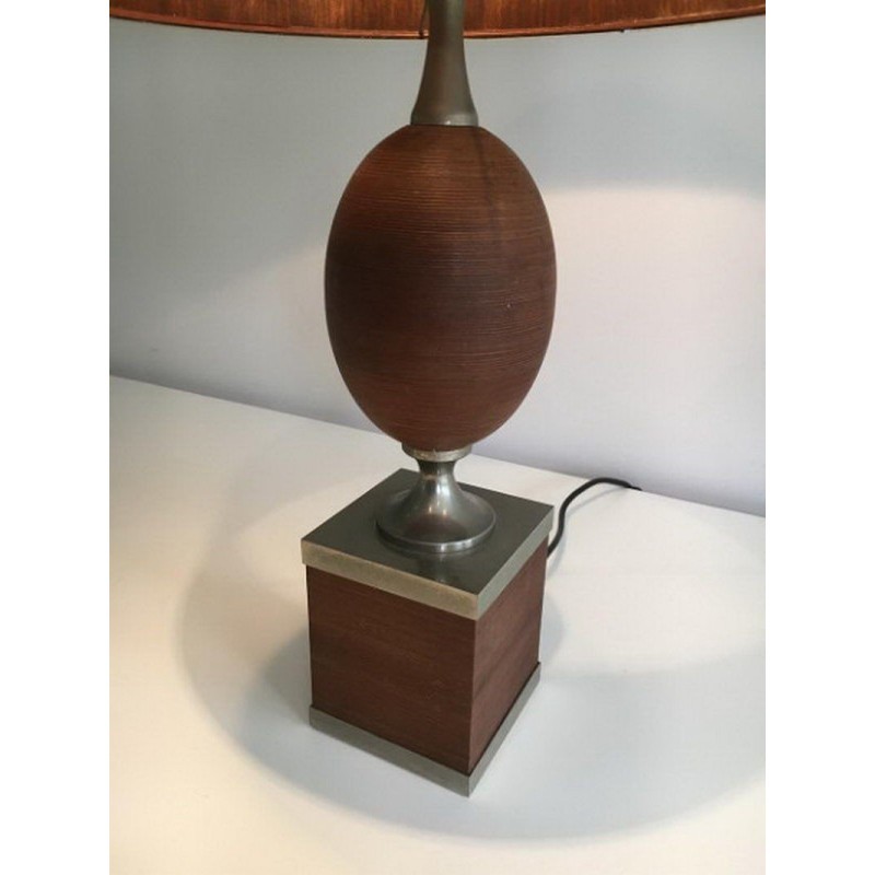 Lampe Oeuf en Bois et Acier Brossé