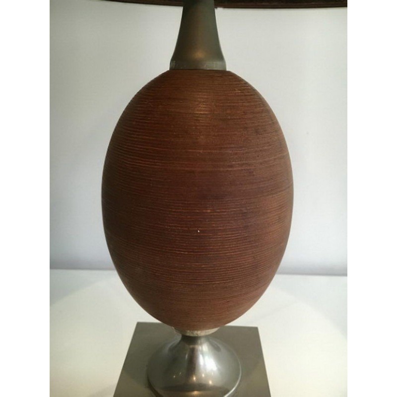 Lampe Oeuf en Bois et Acier Brossé