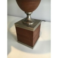 Lampe Oeuf en Bois et Acier Brossé