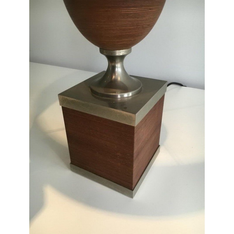 Lampe Oeuf en Bois et Acier Brossé