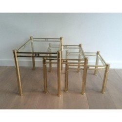 Suite de 3 Tables Gigognes en Laiton