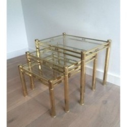 Suite de 3 Tables Gigognes en Laiton