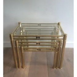 Suite de 3 Tables Gigognes en Laiton