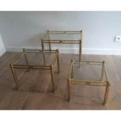 Suite de 3 Tables Gigognes en Laiton