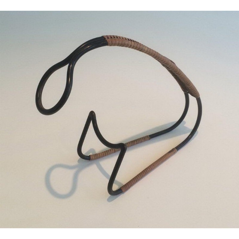 Lacquered Metal Rattan Bottle Holder 1960 | Maison BARROIS