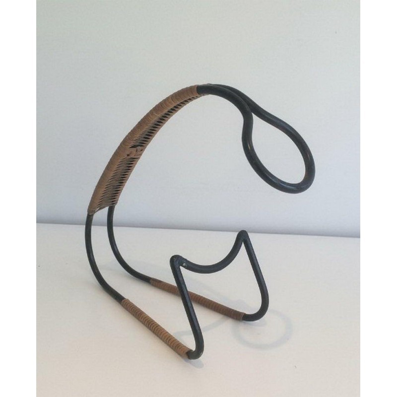 Lacquered Metal Rattan Bottle Holder 1960 | Maison BARROIS