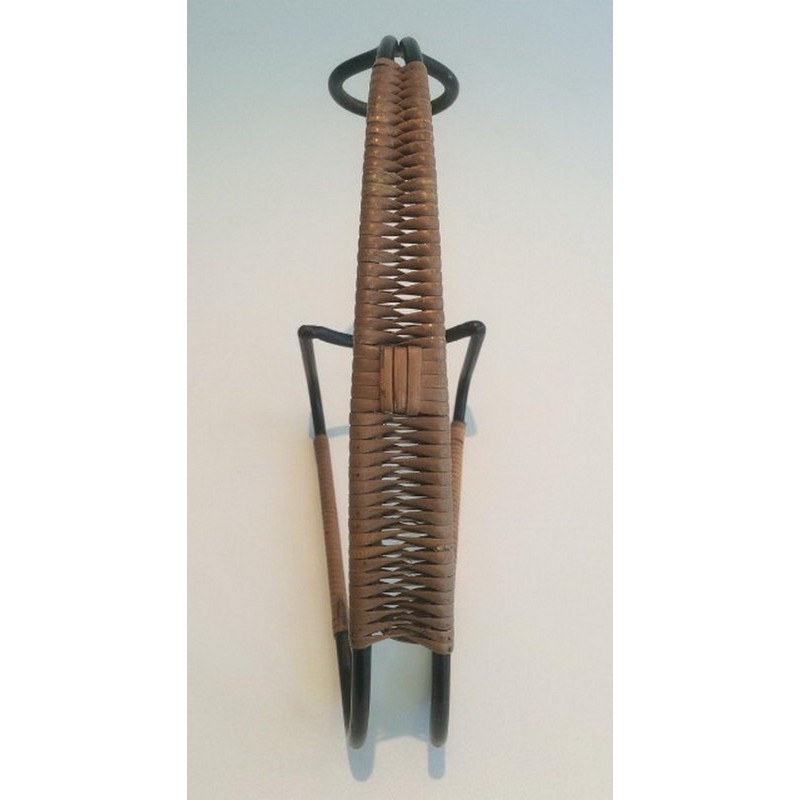 Lacquered Metal Rattan Bottle Holder 1960 | Maison BARROIS