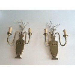 Paire d'Appliques en Laiton et Cristaux