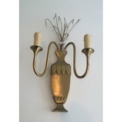 Paire d'Appliques en Laiton et Cristaux