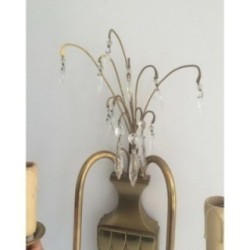 Paire d'Appliques en Laiton et Cristaux