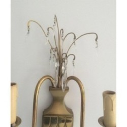 Paire d'Appliques en Laiton et Cristaux
