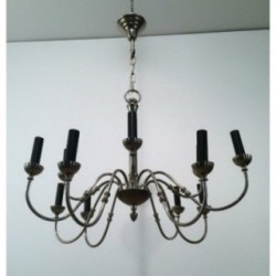 Lustre de Style Néoclassique en Métal Argenté à 12 Bras de Lumière