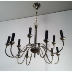 Lustre de Style Néoclassique en Métal Argenté à 12 Bras de Lumière