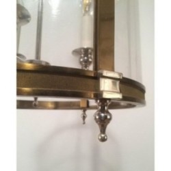 Lanterne Néoclassique en Laiton et Argent à Faux-verre Rond en Plastic Dur