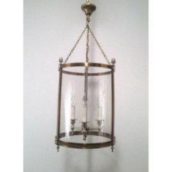 Lanterne Néoclassique en Laiton et Argent à Faux-verre Rond en Plastic Dur